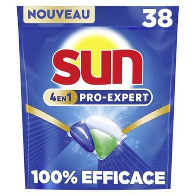 Sun Capsules Lave-vaisselle 4-en-1 Pro Expert, 38 capsules