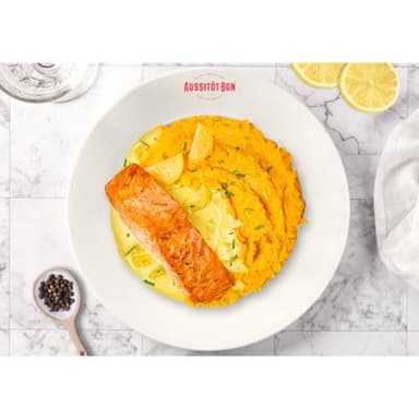 Aussitôt Bon Saumon Fondant au Citron Confit, Purée de Carotte onctueuse à la Crème, 370g