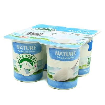 LA Bergerie Yaourt Nature au lait de Brebis, Bio, 4x120g