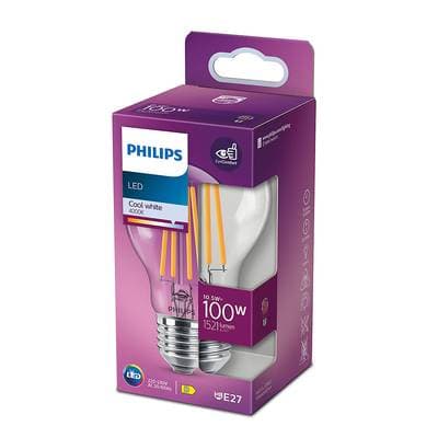 Philips Ampoule E27 - 10,5W Blanc Froid claire, E27   100W