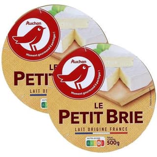 Auchan Petit brie doux et crémeux, Lot de 2x500g