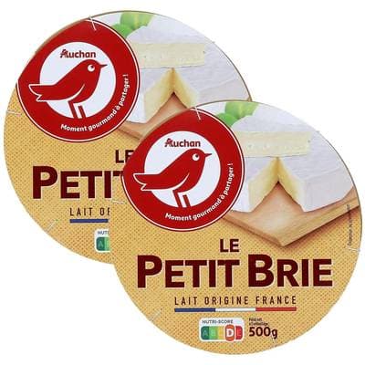 Auchan Petit brie doux et crémeux, Lot de 2x500g