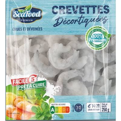 Seafood Crevettes décortiquées crues et déveinées, 250g