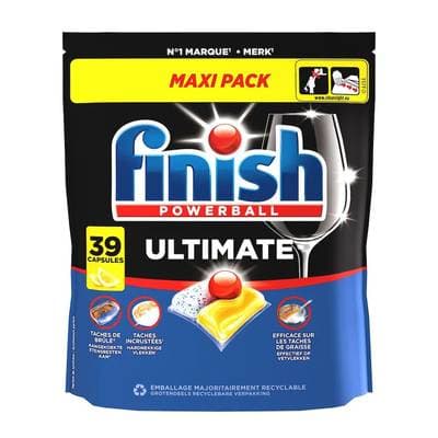 Finish Capsules Lave-Vaisselle Citron Powerball Ultimate Maxi Pack, 39 lavages
