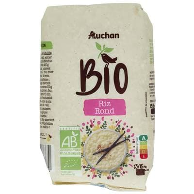 Auchan BIO Riz Rond Blanc Bio pour dessert, 500g