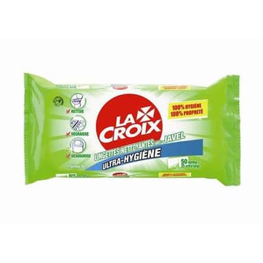 La Croix Lingettes nettoyantes avec javel 100% Hygiène, 50 lingettes