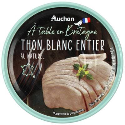 Auchan Terroir Thon blanc entier au naturel, 112g