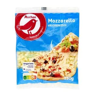 Auchan Mozzarella en cossettes, 150g