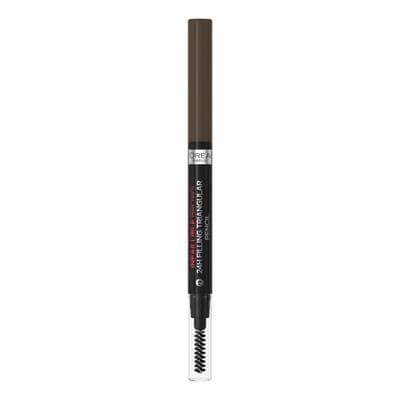 L'Oréal Crayon à Sourcils Pointe Triangulaire Brosse Teinte Ebony (1.0), 1 crayon