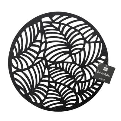 3574387904970 - Douceur D Interieur - Set de table Paillettes Elinor Noir PVC ajouré