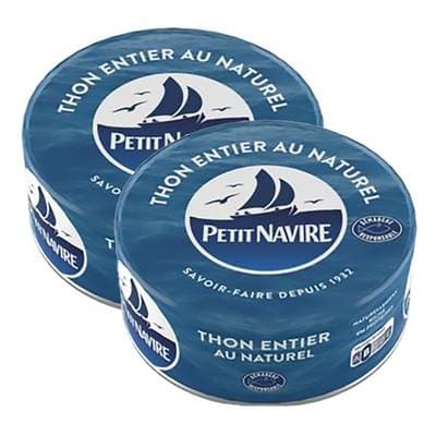 Petit Navire Thon Entier au Naturel Albacore, Lot de 2x185g