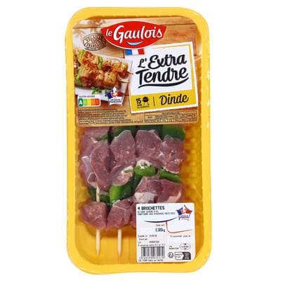 Le Gaulois Brochettes de dinde extra-tendre, 4 brochettes - 380g