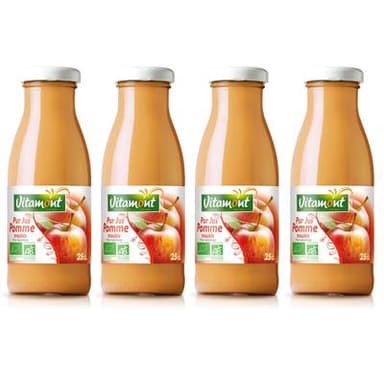 Vitamont Mini pur jus de pomme Bio, Lot de 4x25cl