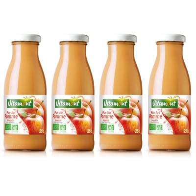 Vitamont Mini pur jus de pomme Bio, Lot de 4x25cl