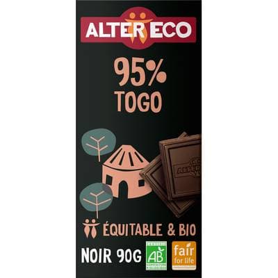 Alter Eco - Commerce Equitable Chocolat noir 95% Cacao Bio, 100g