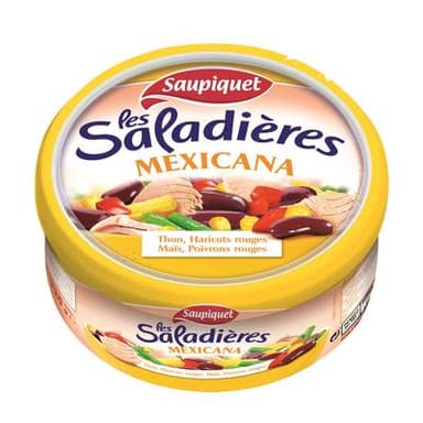 Saupiquet Les Saladières - Mexicana - Thon, Haricots Rouges, Maïs, Poivrons Rouges - Salade Snacking, 220g