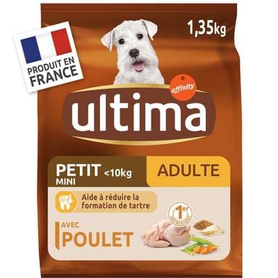 Affinity - Ultima Croquettes Poulet Aide à réduire la formation du tartre pour petit chien Adulte, 1,35kg