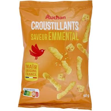 Auchan Biscuits soufflés croustillants saveur emmental, 90g