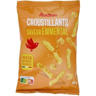 Auchan Biscuits soufflés croustillants saveur emmental, 90g