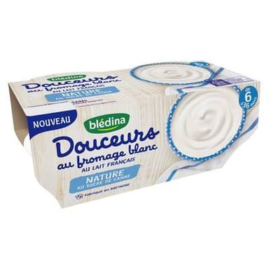 Blédina - Les Lactés Douceur au fromage blanc nature Coupelle Bébé Dès 6 mois, 4x100g