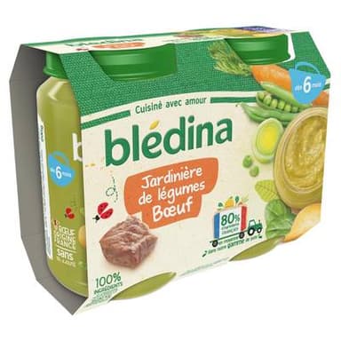 Blédina Jardinière de Légumes et Boeuf Pots Bébé Dès 6 mois, 2x200g