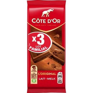 Côte d'Or Tablette de chocolat au lait L'Original, 3x100g