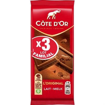 Côte d'Or Tablette de chocolat au lait L'Original, 3x100g