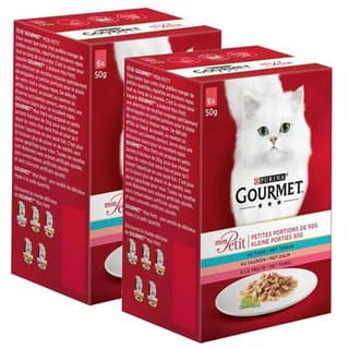 Purina - Gourmet Mon Petit Sachets Sélection aux Poissons (Thon, Saumon et Truite) pour chat, Lot de 2x6x50g