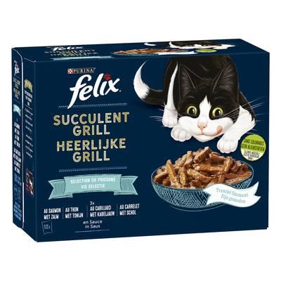 Purina - Félix - Sachets en Sauce Succulent Grill Poisson 4 variétés pour chat