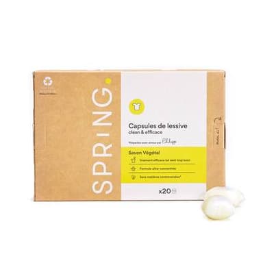 Spring Lessive capsule Savon végétal, 20 capsules