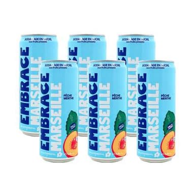 Embrace MARSEILLE, Boisson Pétillante Pêche Menthe, Lot de 6x33cl