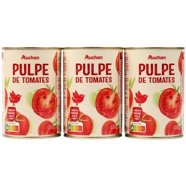 Auchan Pulpe de tomate en boîte, 3x400g