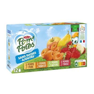 Pom Potes Compotes gourdes Multivariétés, 12 gourdes de 90g