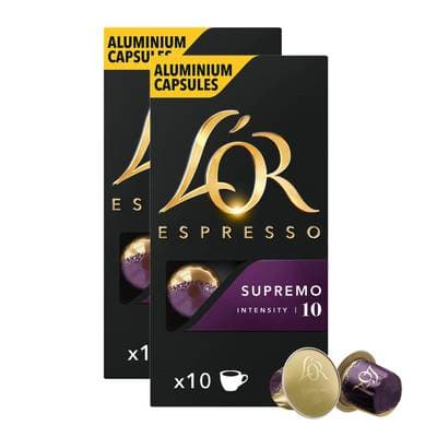 L'or Espresso Café Supremo N°10, Lot de 2x10 capsules