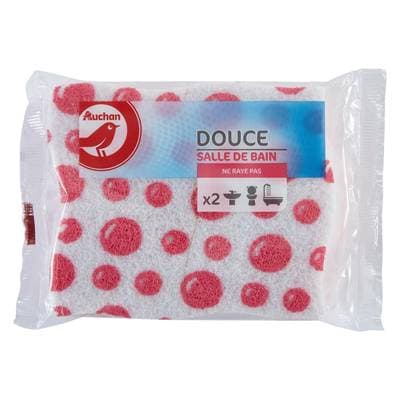 Auchan Eponges douce spéciales salle de bain, 2 éponges