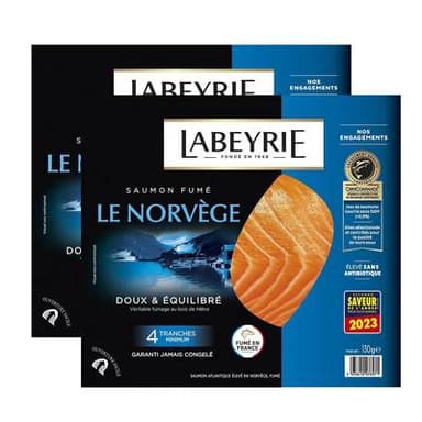 Labeyrie Saumon Fumé Le Norvège, Lot de 2x130g