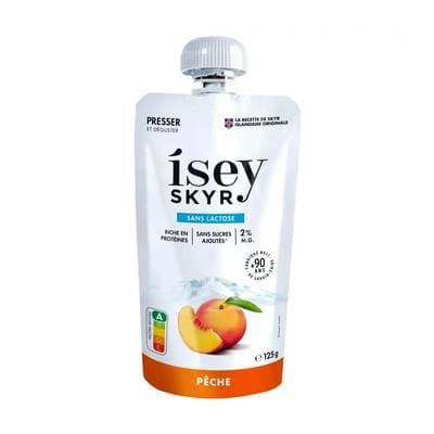Isey Gourde Skyr pêche 2%mg sans lactose sans sucres ajoutés, 125g
