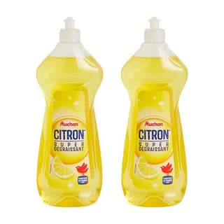 Auchan Liquide vaisselle super dégraissant au citron, Lot de 2x750ml