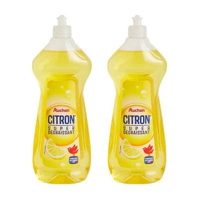 Auchan Liquide vaisselle super dégraissant au citron, Lot de 2x750ml