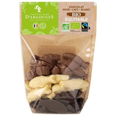 Les Chevaliers d'Argouges Assortiment Friture Chocolat Noir, Lait et Blanc BIO, 190g