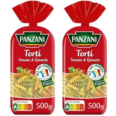 Panzani Pâtes Torti Tomates et Epinards, Lot de 2x500g
