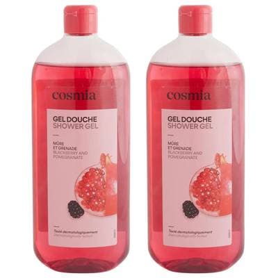 COSMIA Gel douche mure et grenade, Lot de 2x750ml