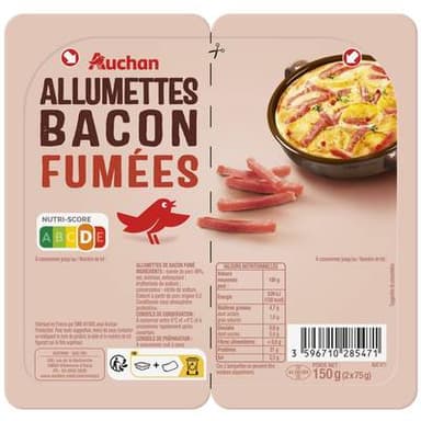 Auchan Allumettes de Bacon Fumées, 2x75g
