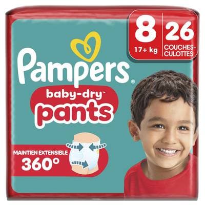 Pampers Babydry Pants Couches Culottes Bébés Baby-Dry Pants 17+kg T8, 26 couches culottes