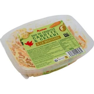 Auchan Duo de crudités carotte et céleri à la moutarde, 300g