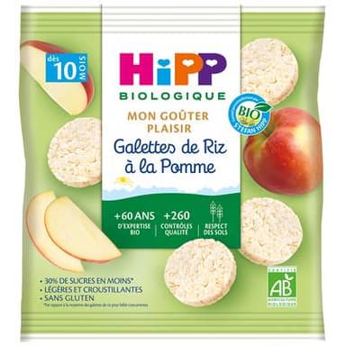 Hipp - Mon Goûter Plaisir Galettes de Riz à la Pomme Bio Bébé Dès 10 mois, 30g