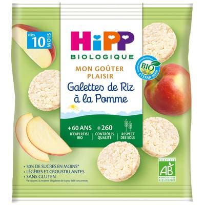 Hipp - Mon Goûter Plaisir Galettes de Riz à la Pomme Bio Bébé Dès 10 mois, 30g