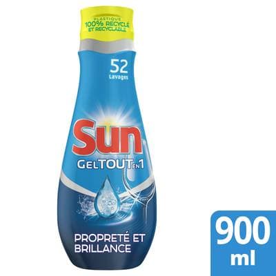 Sun Gel lave vaisselle tout en 1 pour 52 lavages, 900ml