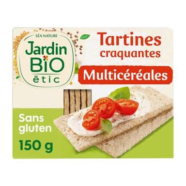 Jardin Bio Etic Tartines craquantes multicéréales bio sans gluten sans sucres ajoutés, 150g
