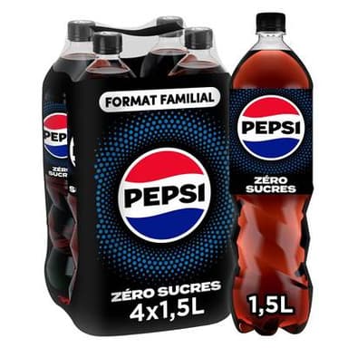 Pepsi Soda cola zéro sucres, 4x1.5L